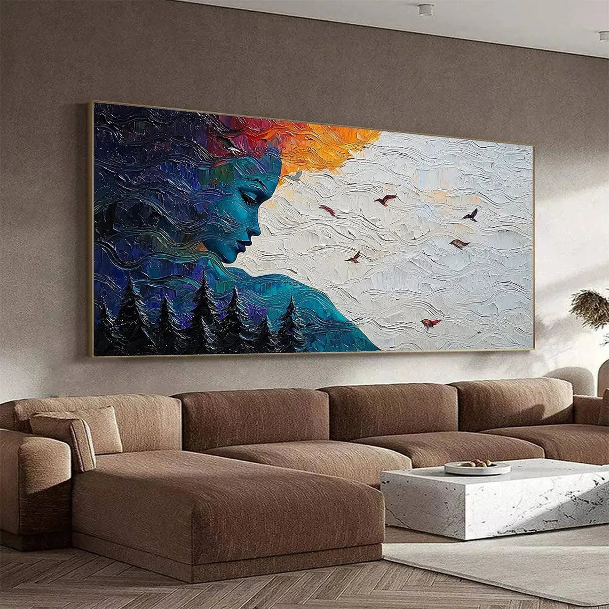 FOREST MUSE: Textured Impasto Portrait with Nature Oil Painting - Image 3