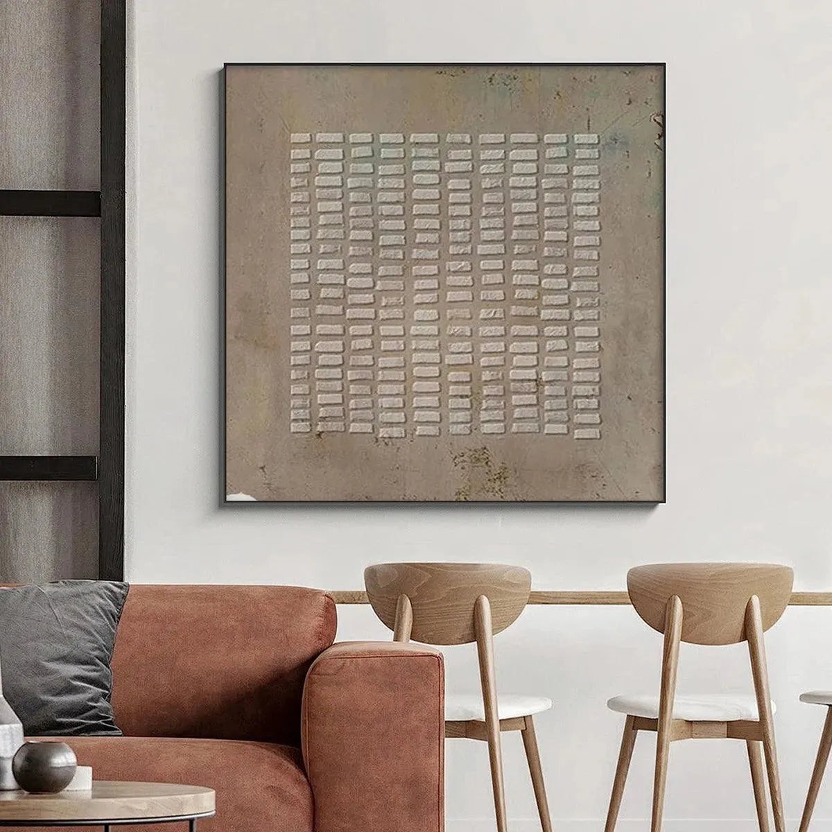 TEXTURED BEIGE GRID: Minimalist Textured Painting - Image 8