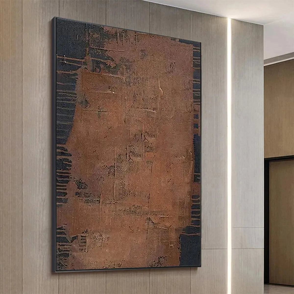 RUSTIC TEXTURE: Textured Abstract Painting in Brown - Image 5