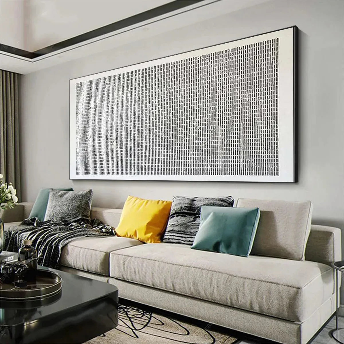 WOVEN TEXTURE: Minimalist Textured Painting in Grey and White - Image 4