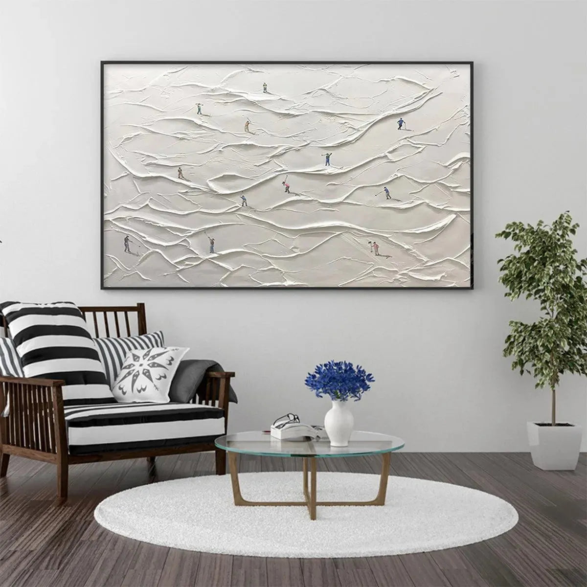 WHITE GREENS: Textured Abstract Golf Landscape Painting for Living Room - Image 4