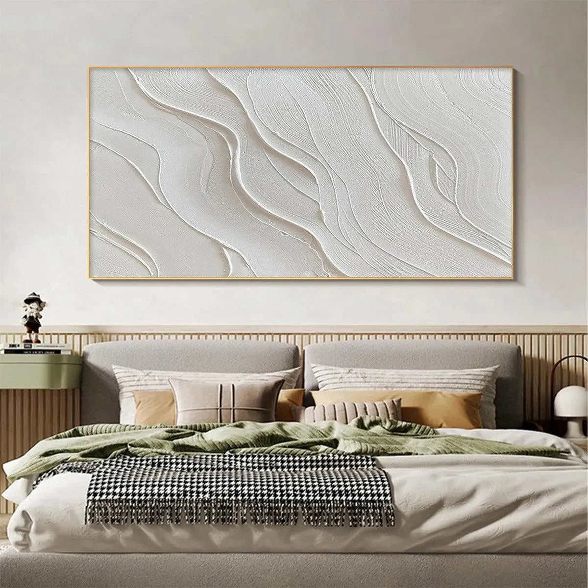 SERENE RIPPLES: Abstract Minimalist Textured White Painting for Living Room - Image 5