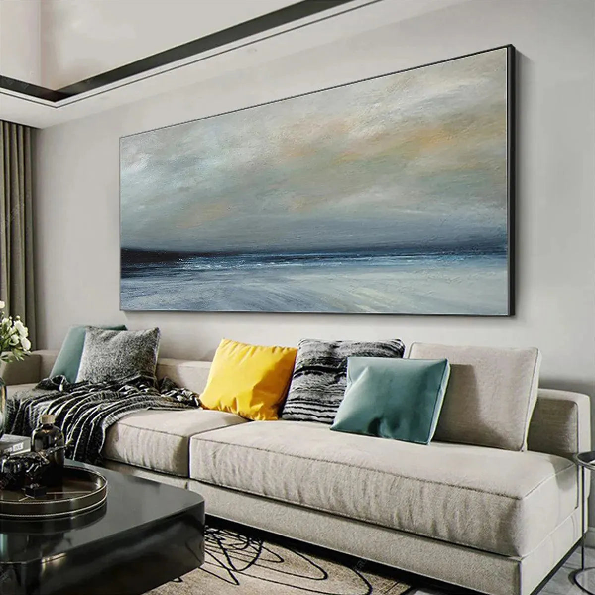 TWILIGHT COAST: Panoramic Coastal Landscape Painting, Horizontal Wall Art - Image 4