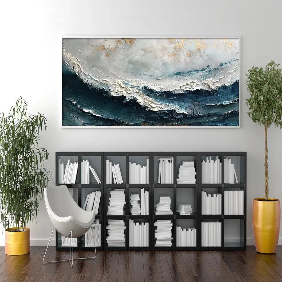 OCEAN DREAM: Textured Abstract Ocean Painting in Blue, White, and Gold - Image 7