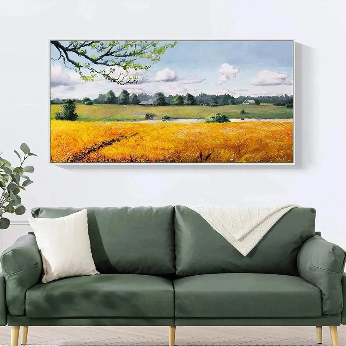 GOLDEN HARVEST: Tranquil Landscape Painting of a Golden Field - Image 2