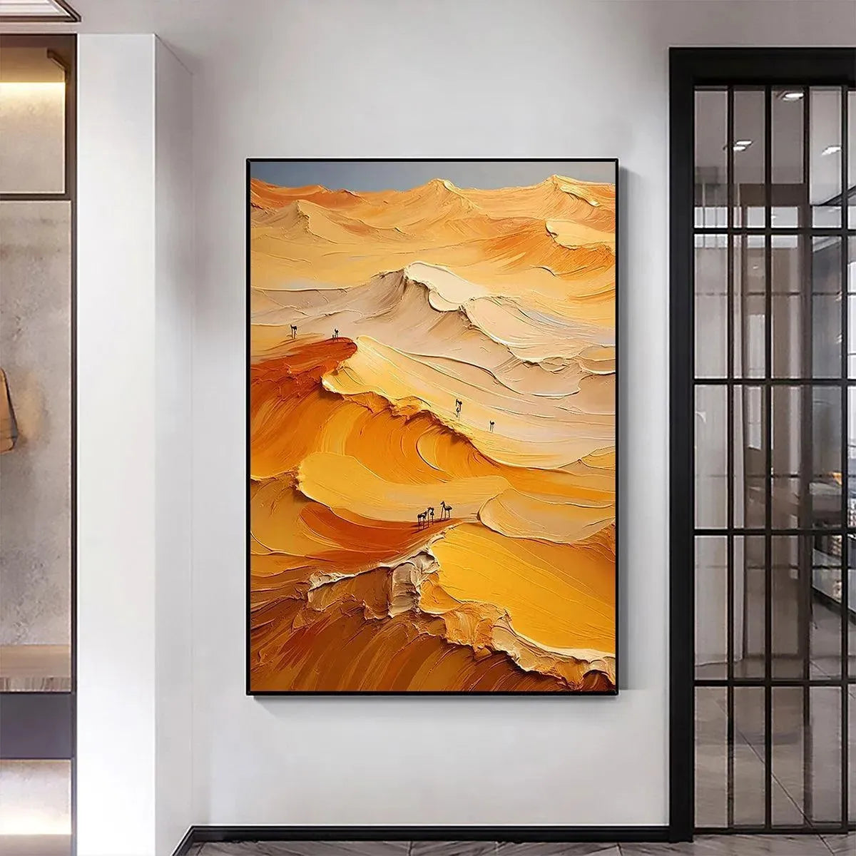 GOLDEN DUNES: Textured Orange Desert Landscape Impasto Painting for Living Room - Image 5