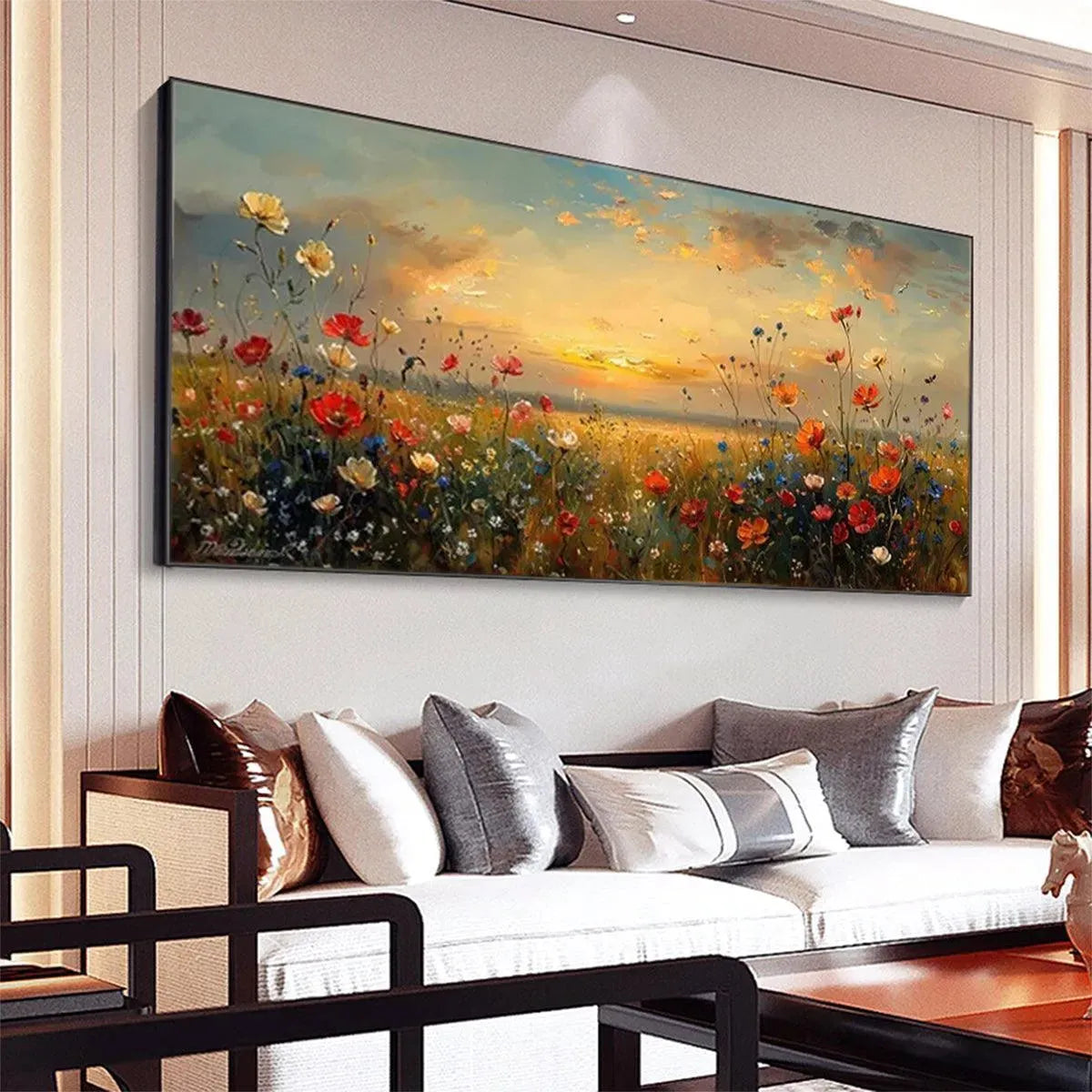 SUNSET FIELD: Colorful Wildflower Field Landscape Painting - Image 5