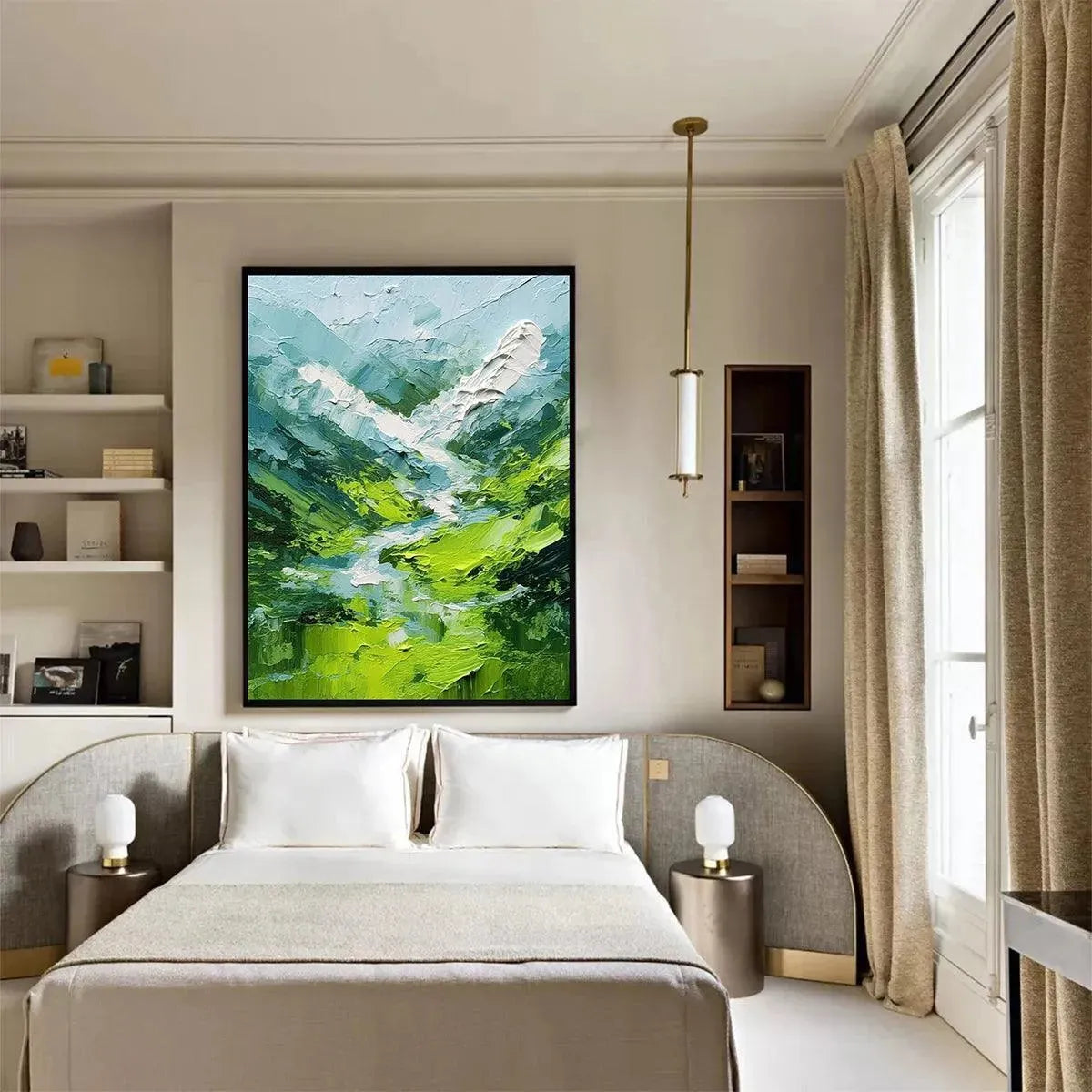 EMERALD VALLEY: Textured Green Abstract Mountain Landscape Painting - Image 4