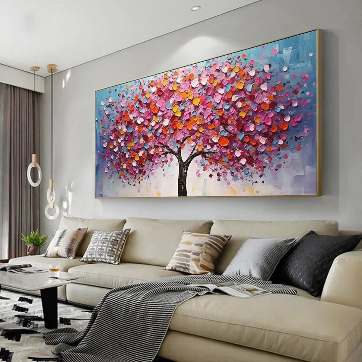 JEWEL TONES TREE: Textured Impasto Tree Painting in Vibrant Pink - Image 4
