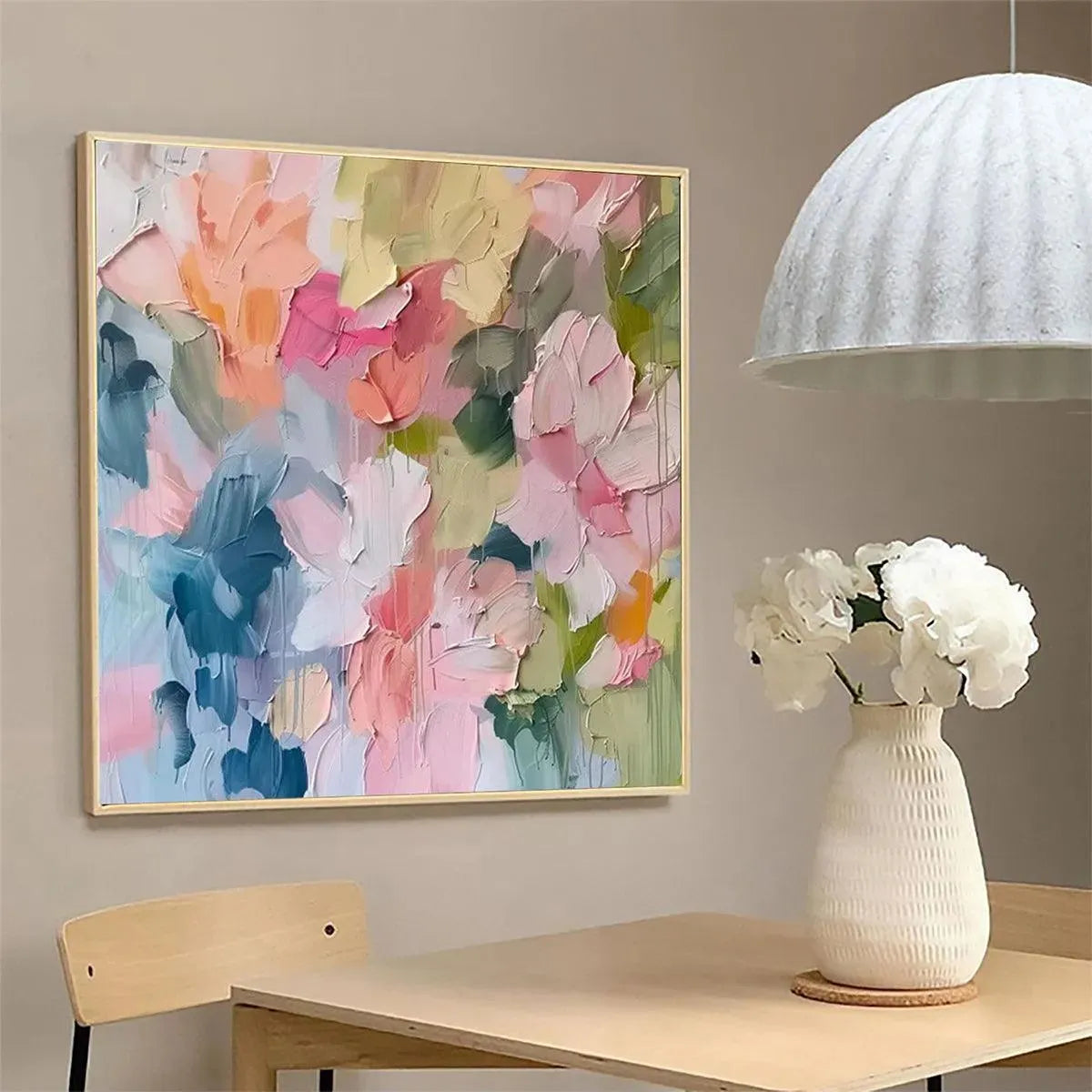 PASTEL DREAM: Textured Abstract Floral Painting in Soft Pastel Colors - Image 4