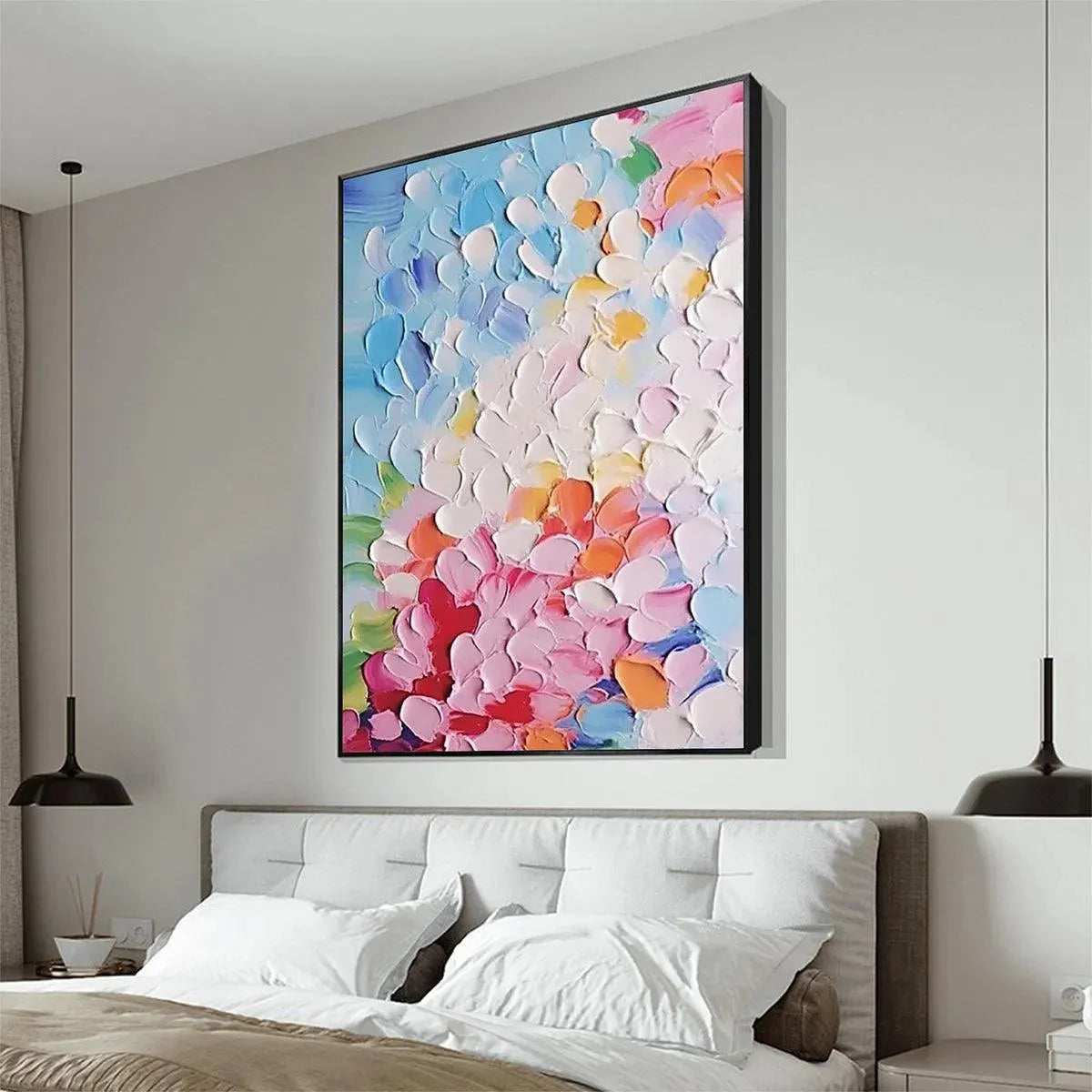 BLOOMING BOUQUET: Textured Impasto Floral Painting in Vibrant Colors - Image 7