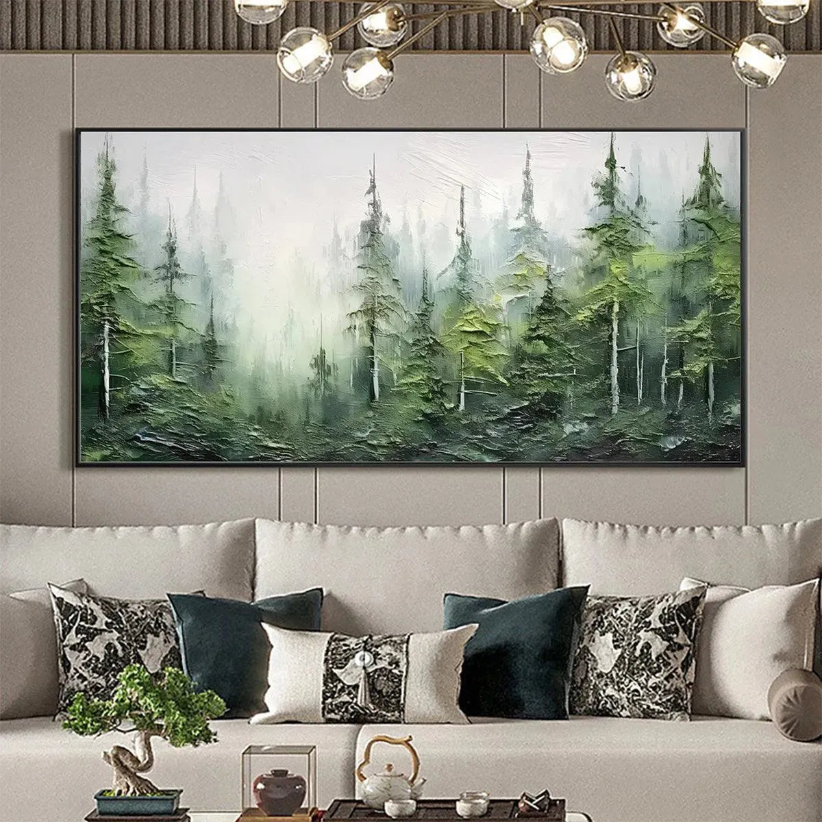 EMERALD FOREST: Textured Atmospheric Forest Landscape Painting - Image 5