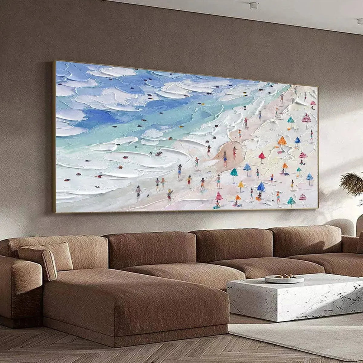 BEACH DAY VIBES: Textured Beach Scene Painting, Horizontal Wall Art - Image 5