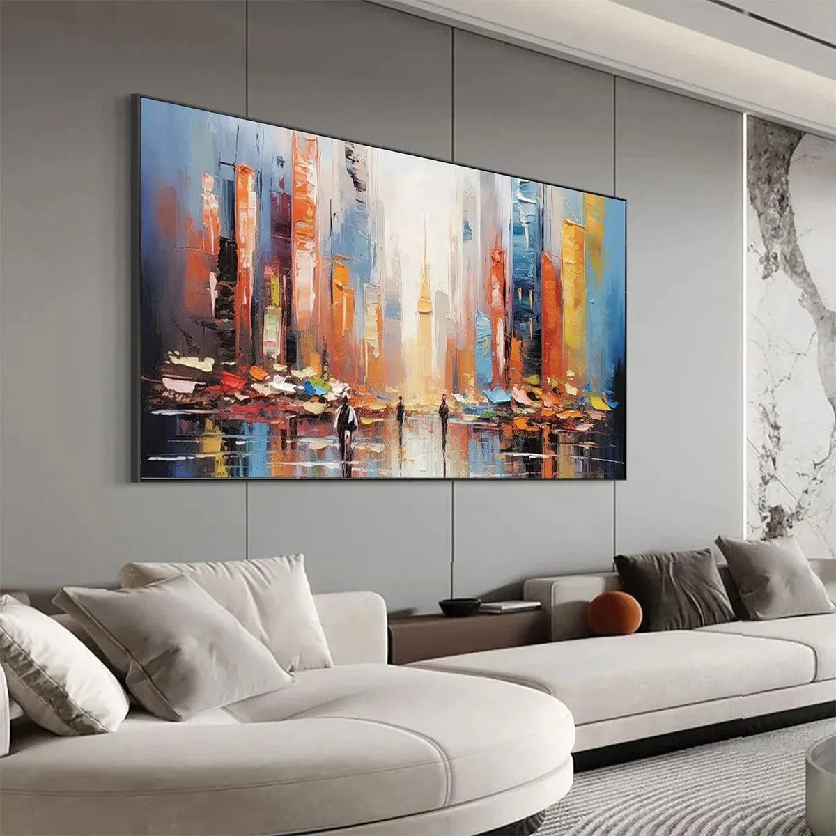 CITY MARKET: Colorful Cityscape Painting - Image 4