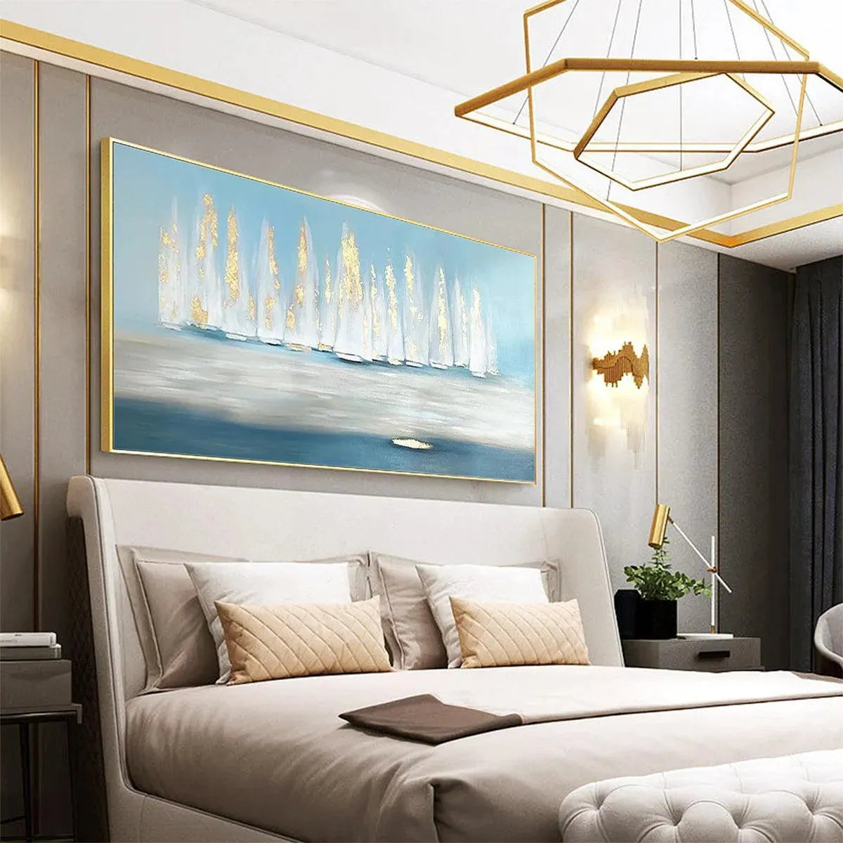 GOLDEN SAILS: Abstract Seascape Painting with Gold Accents - Image 5