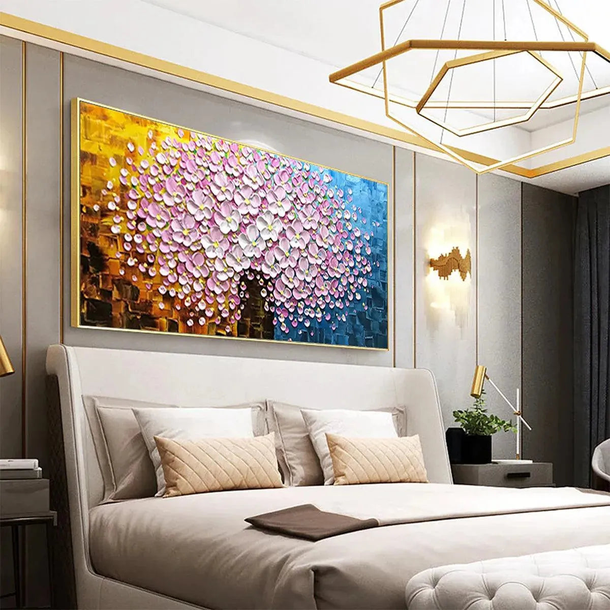 PINK BLOSSOM DREAM: Textured Floral Impasto Painting in Pink and White - Image 5