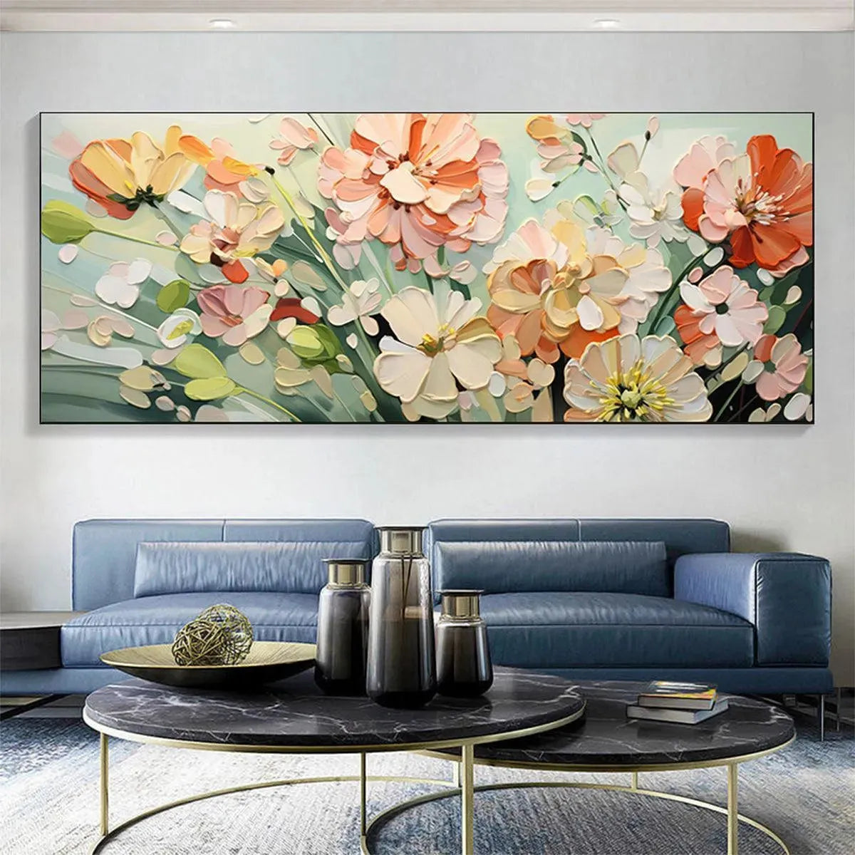 SUNKISSED GARDEN: Textured Floral Impasto Painting in Orange and White - Image 6