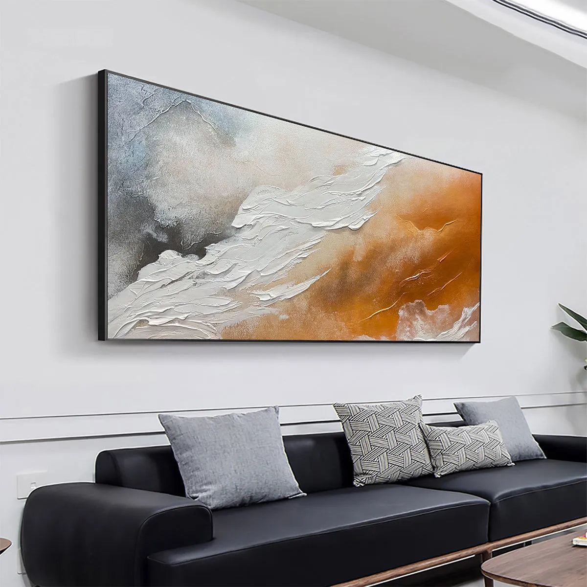 DESERT FLOW: Abstract Landscape Painting in Orange, White, and Grey, Textured Canvas, Modern Wall Art - Image 5