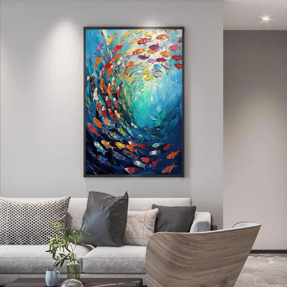 WHIRLPOOL OF FISH: Colorful School of Fish Painting - Image 6