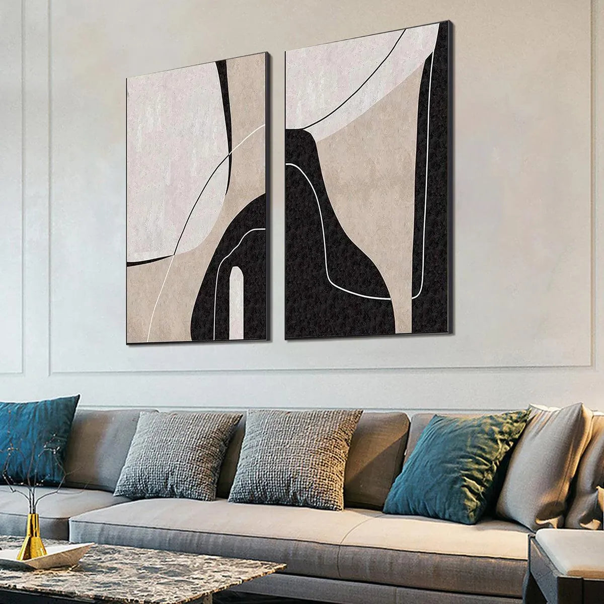 ABSTRACT MINIMALIST DIPTYCH: Abstract Painting Set of 2, Vertical Wall Art - Image 6