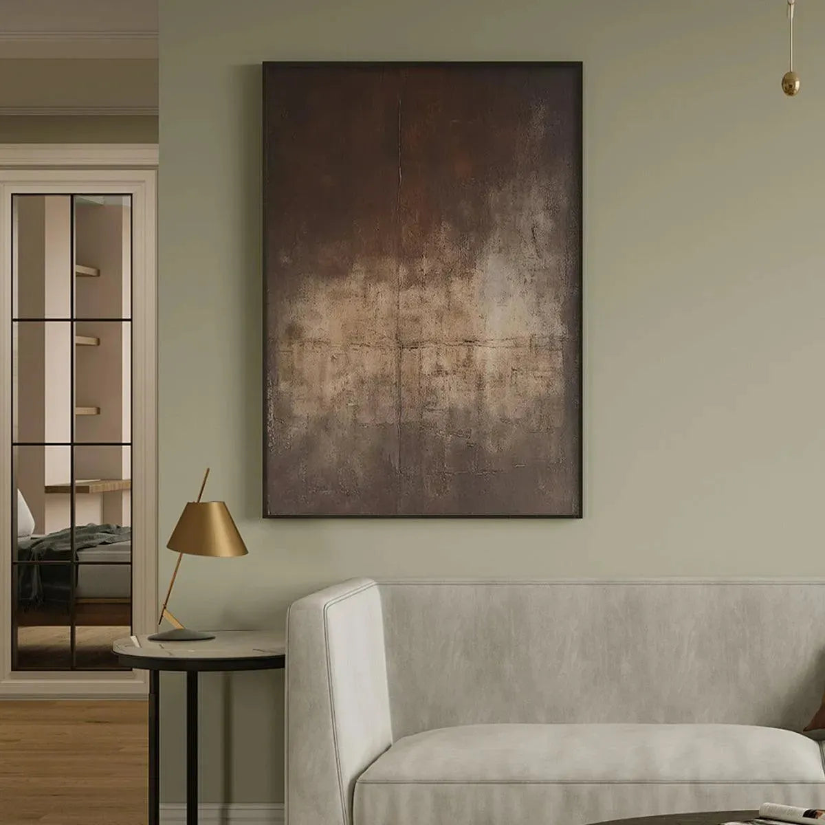 DARK BROWN TEXTURED ABSTRACT: Minimalist Textured Painting - Image 8