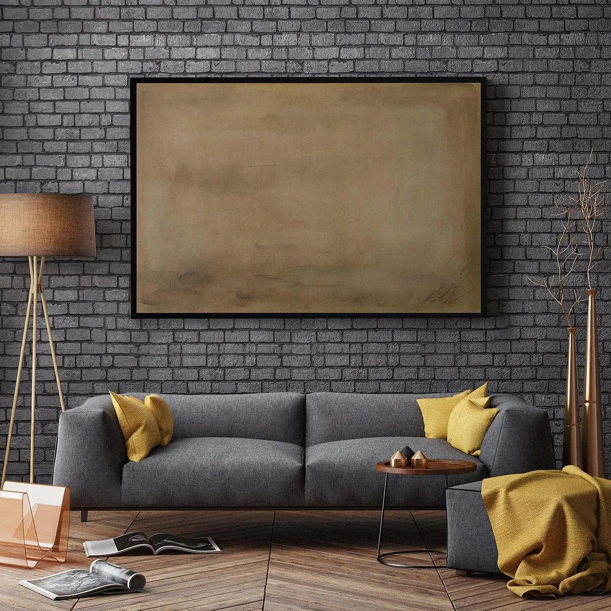 EARTHY MINIMALIST LANDSCAPE: Minimalist Abstract Painting in Brown - Image 8