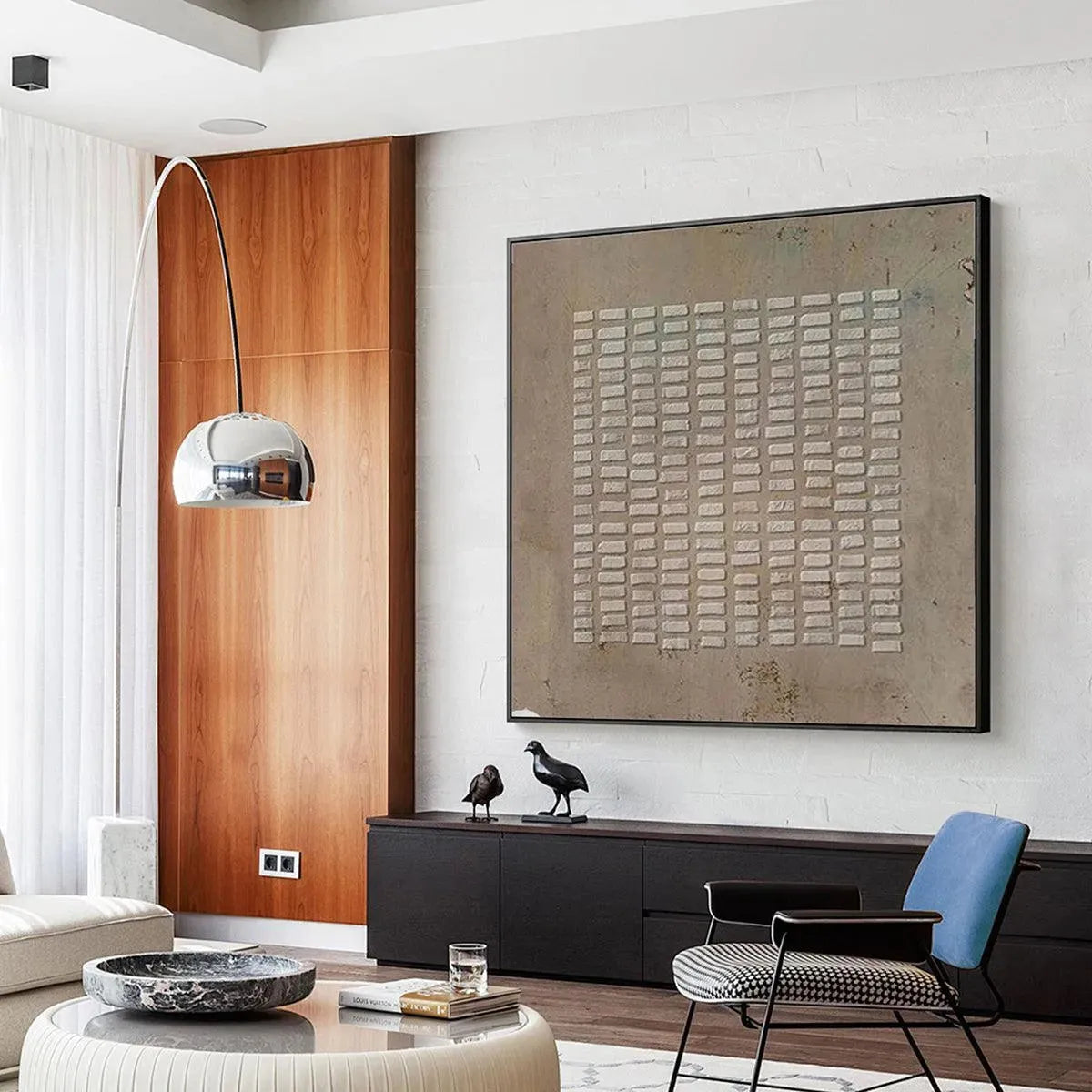 TEXTURED BEIGE GRID: Minimalist Textured Painting - Image 4