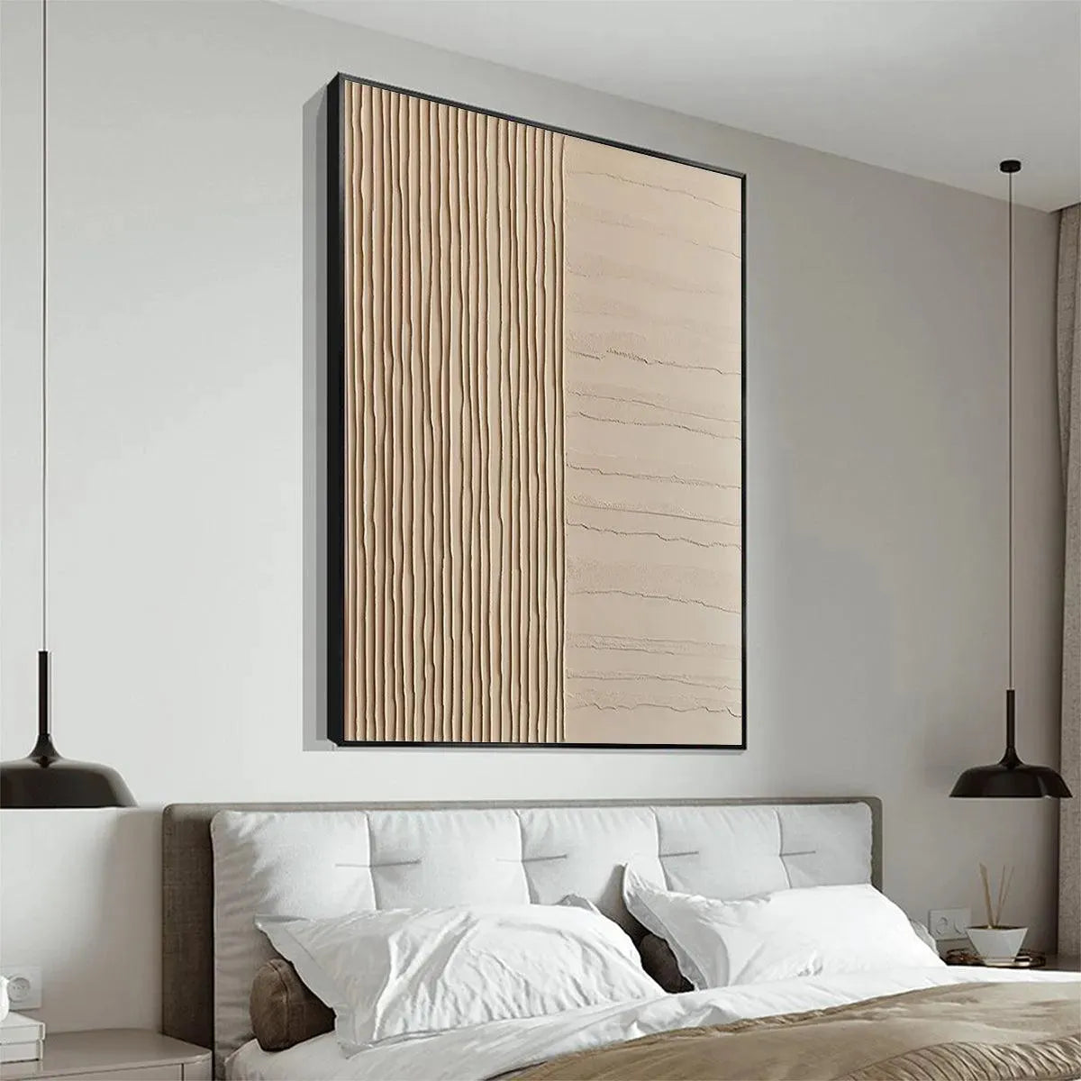 TEXTURED BEIGE LINES: Minimalist Textured Painting - Image 6