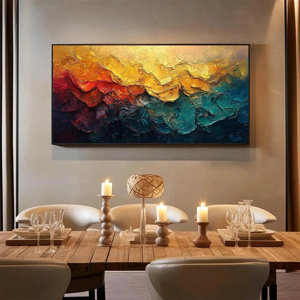 MOLTEN HORIZON: Textured Impasto Abstract Landscape Oil Painting - Image 2