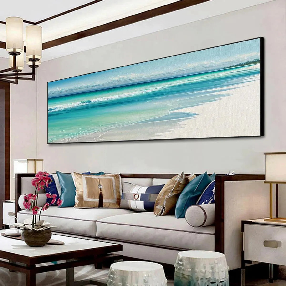 TURQUOISE DREAM PANORAMIC: Beach Painting, Panoramic Wall Art, Coastal Decor - Image 7
