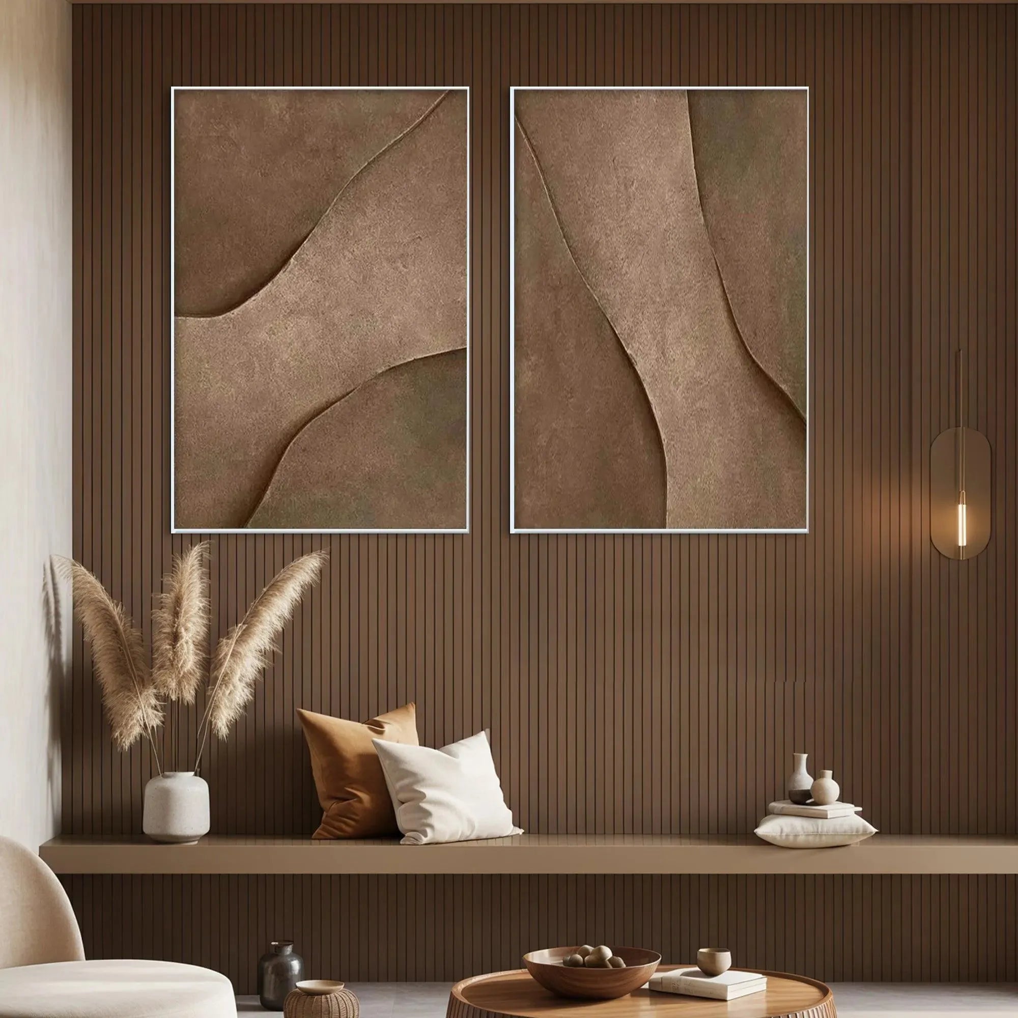 BROWN TEXTURE DUO: Set of 2 Textured Abstract Paintings in Brown - Image 4