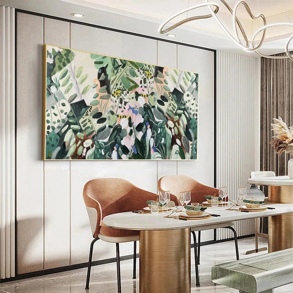 SECRET GARDEN: Panoramic Green Botanical Landscape Painting - Image 7