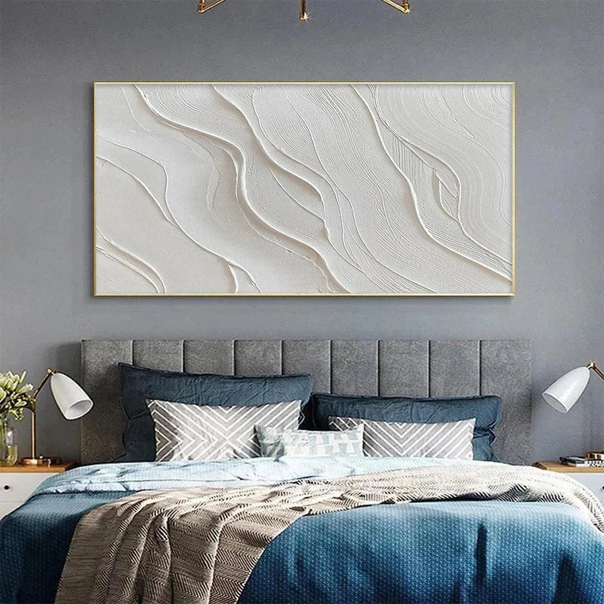 SERENE RIPPLES: Abstract Minimalist Textured White Painting for Living Room - Image 8