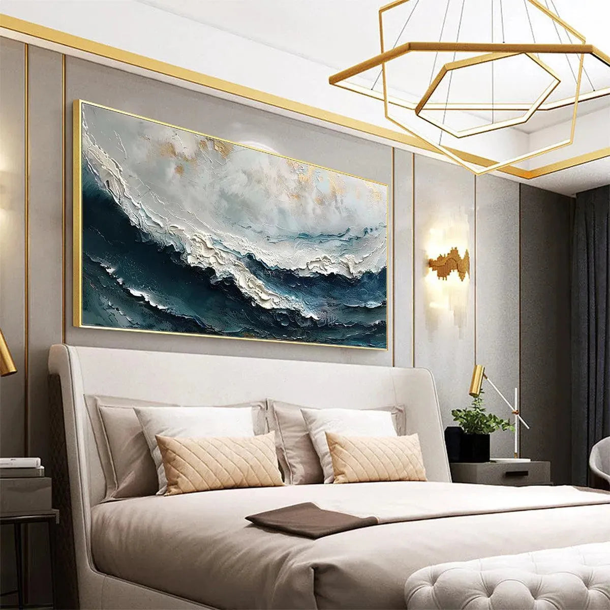 OCEAN DREAM: Textured Abstract Ocean Painting in Blue, White, and Gold - Image 6