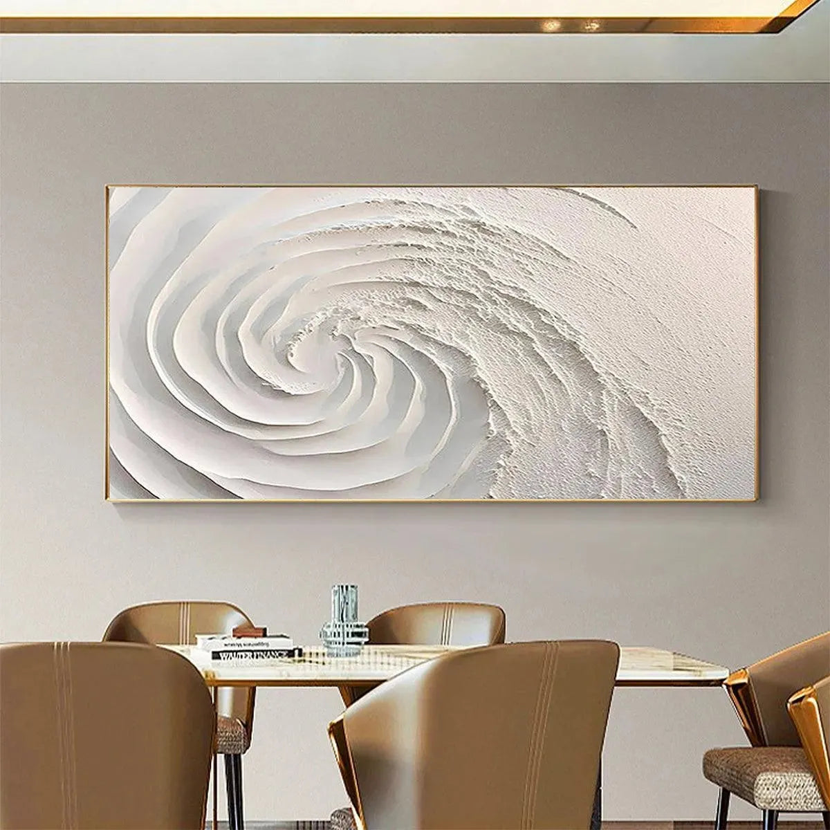 WHIRLWIND: Textured White Abstract Swirl Painting for Living Room - Image 7