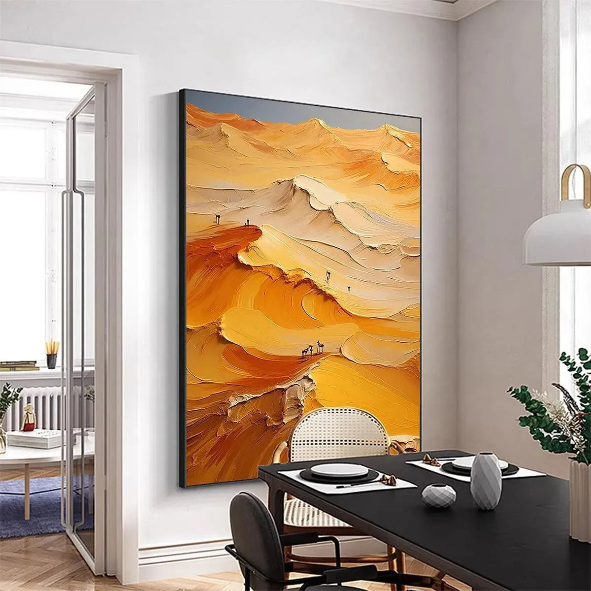 GOLDEN DUNES: Textured Orange Desert Landscape Impasto Painting for Living Room - Image 7