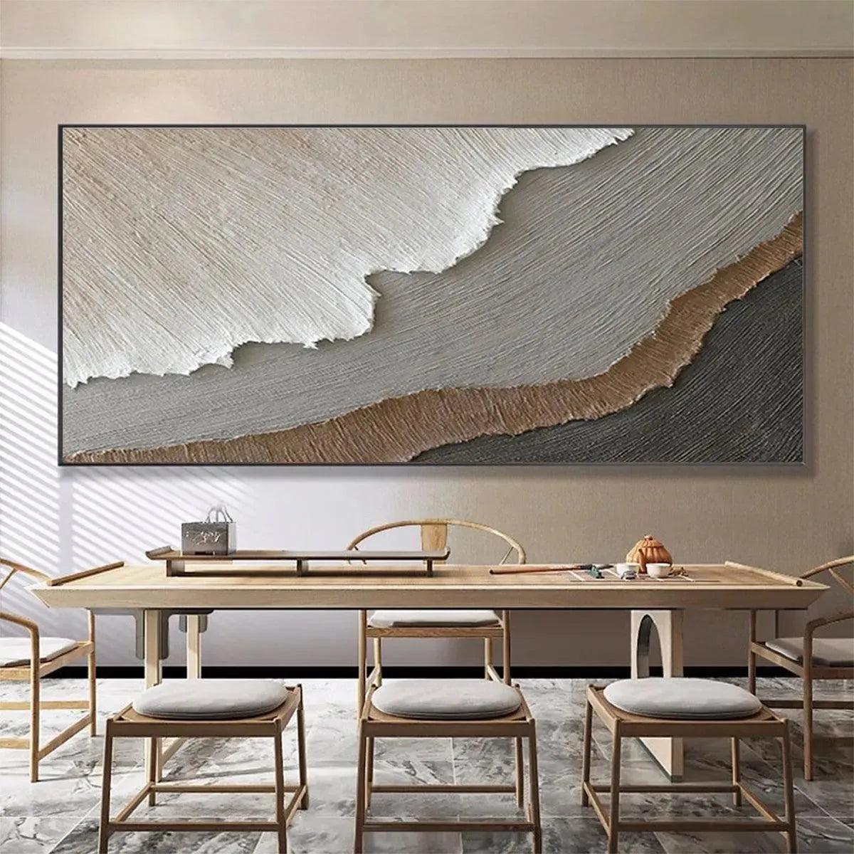 EARTH TONES: Textured Abstract Landscape Painting in Neutral Colors - Image 2