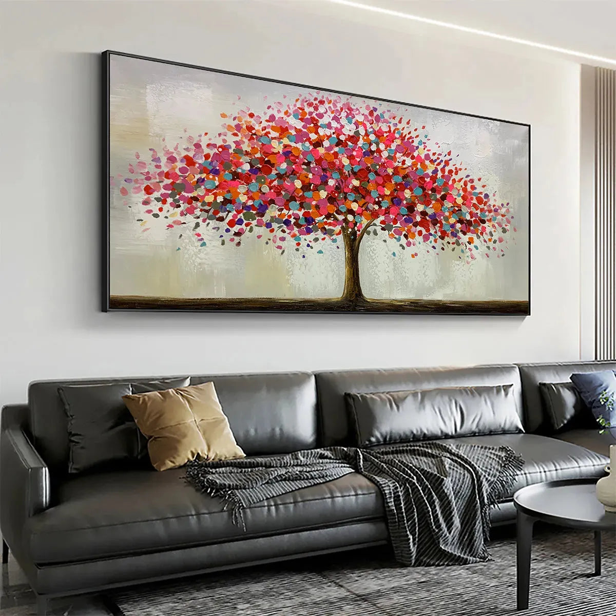 JEWEL TREE: Colorful Abstract Tree Painting, Impasto Texture, Horizontal Canvas, Modern Wall Art - Image 4