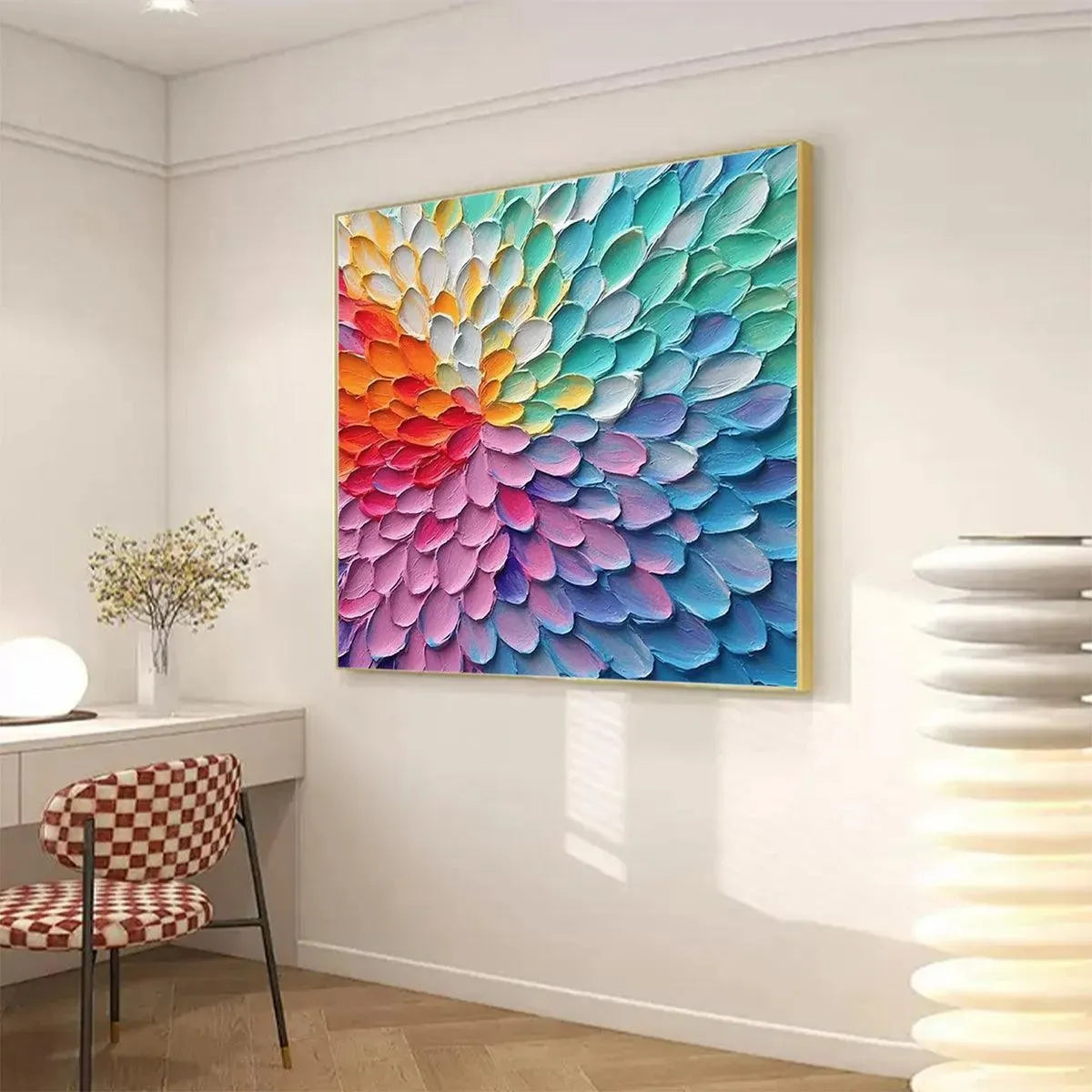 RAINBOW BURST: Textured Abstract Painting in Rainbow Colors - Image 4