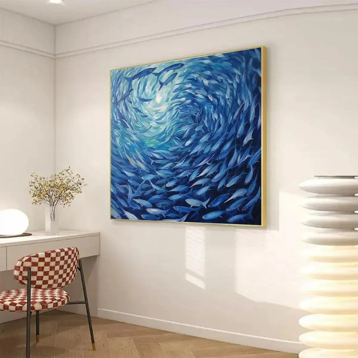 OCEANIC WHIRL: Dynamic Painting of a School of Fish - Image 7