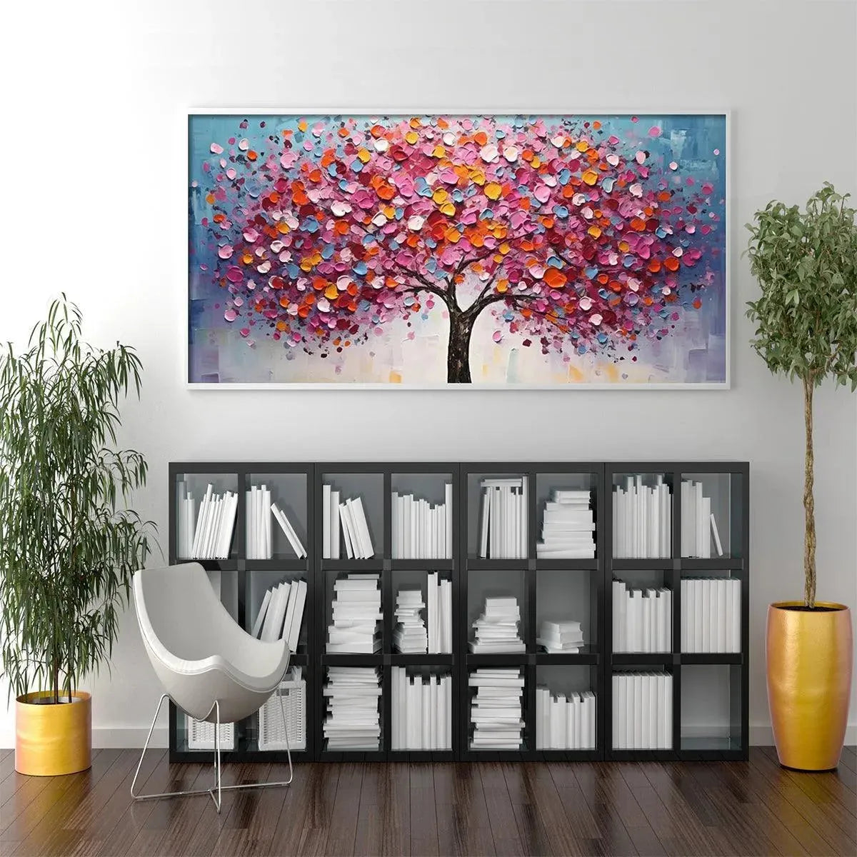 JEWEL TONES TREE: Textured Impasto Tree Painting in Vibrant Pink - Image 6