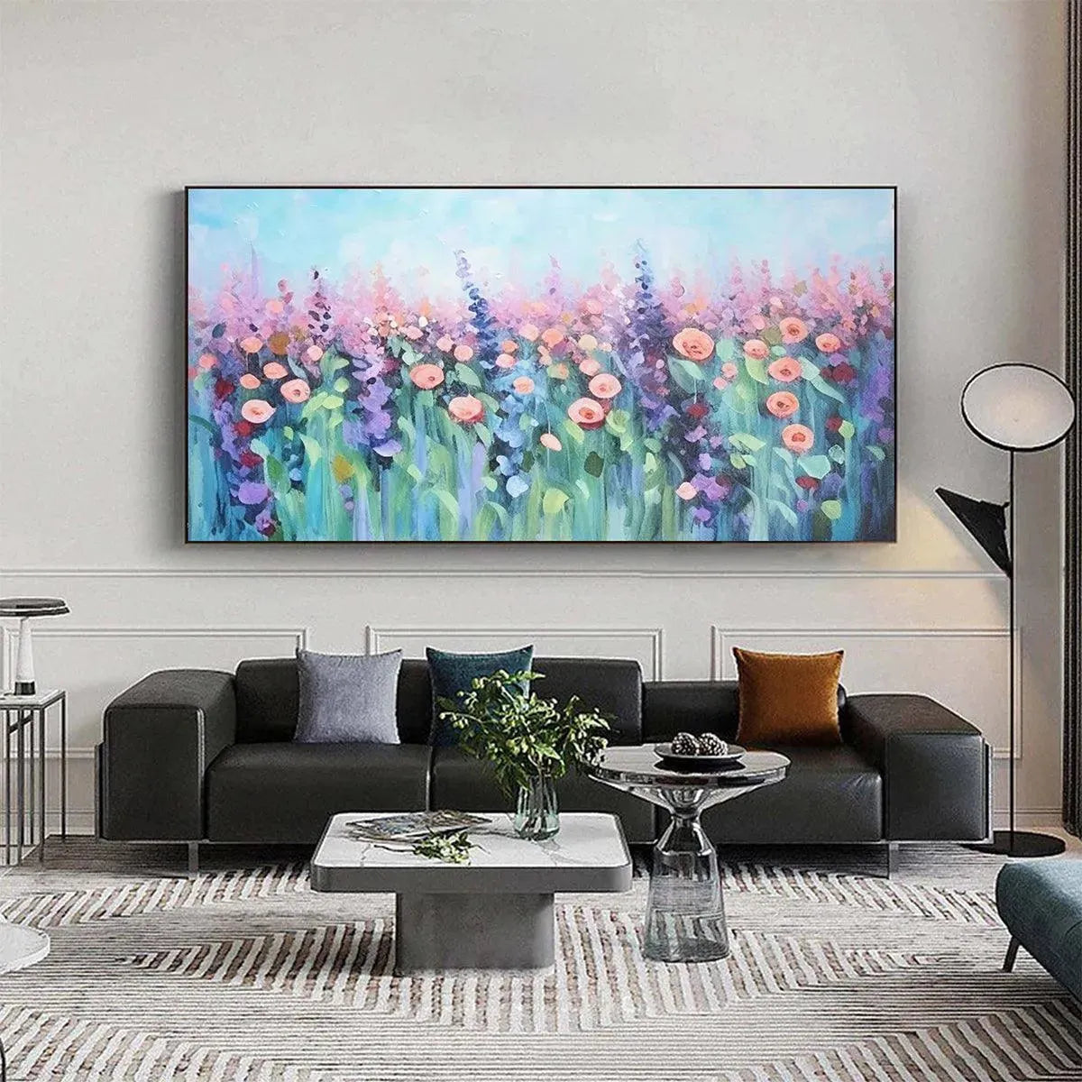 PASTEL MEADOW: Impressionistic Floral Landscape Painting - Image 2