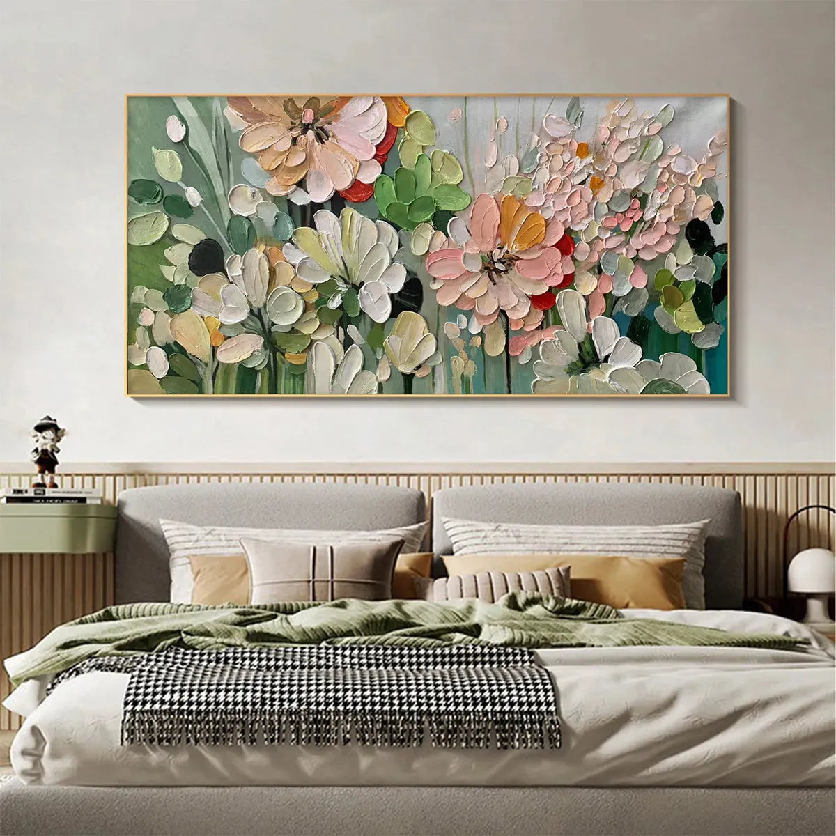 GARDEN DELIGHT: Textured Floral Painting, Impasto Palette Knife, Horizontal Canvas, Garden Wall Art - Image 7
