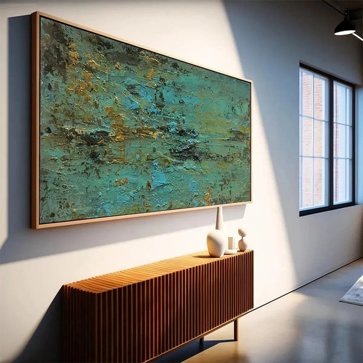 GOLDEN TIDE: Textured Abstract Painting in Teal and Gold - Image 7