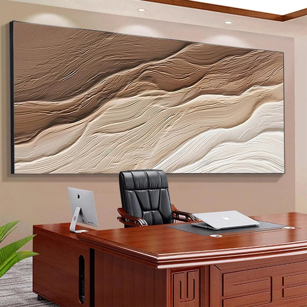 DESERT FLOW: Textured Abstract Landscape Painting in Brown and Beige - Image 6