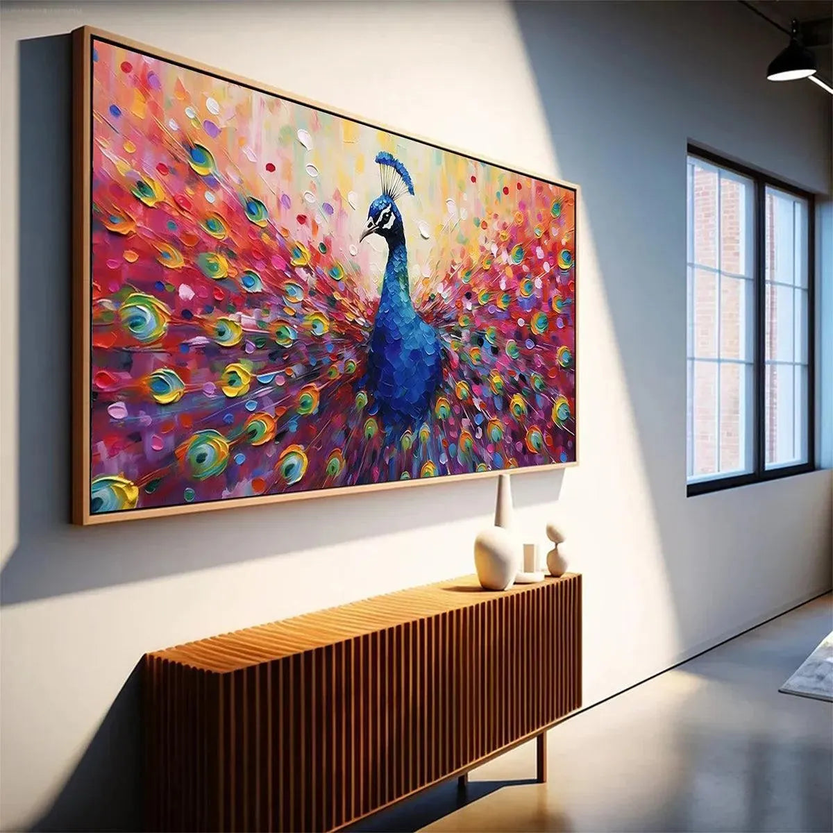 MAJESTIC PEACOCK: Vibrant Peacock Painting on Canvas - Image 4