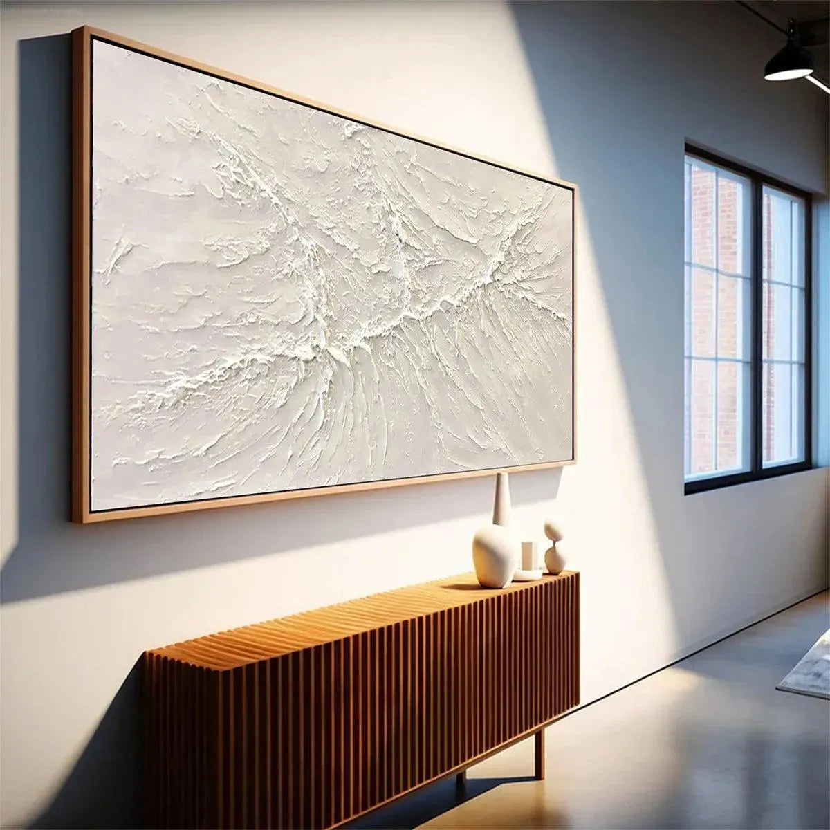 WHITE SANDS: Textured Minimalist Abstract Painting in White - Image 6