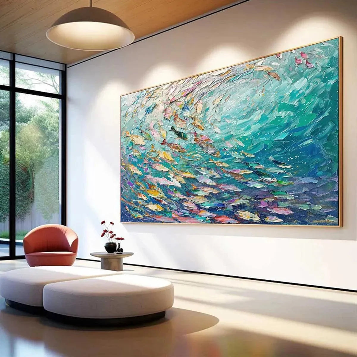 OCEAN CURRENTS: Textured Abstract Seascape Painting in Blues and Greens - Image 5