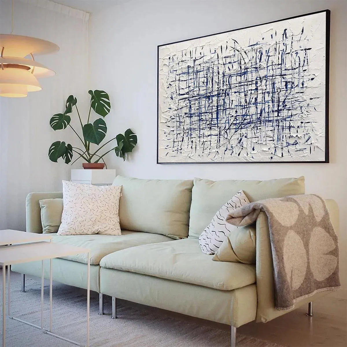 BLUE WEAVE: Textured Abstract Painting in Blue and White - Image 7