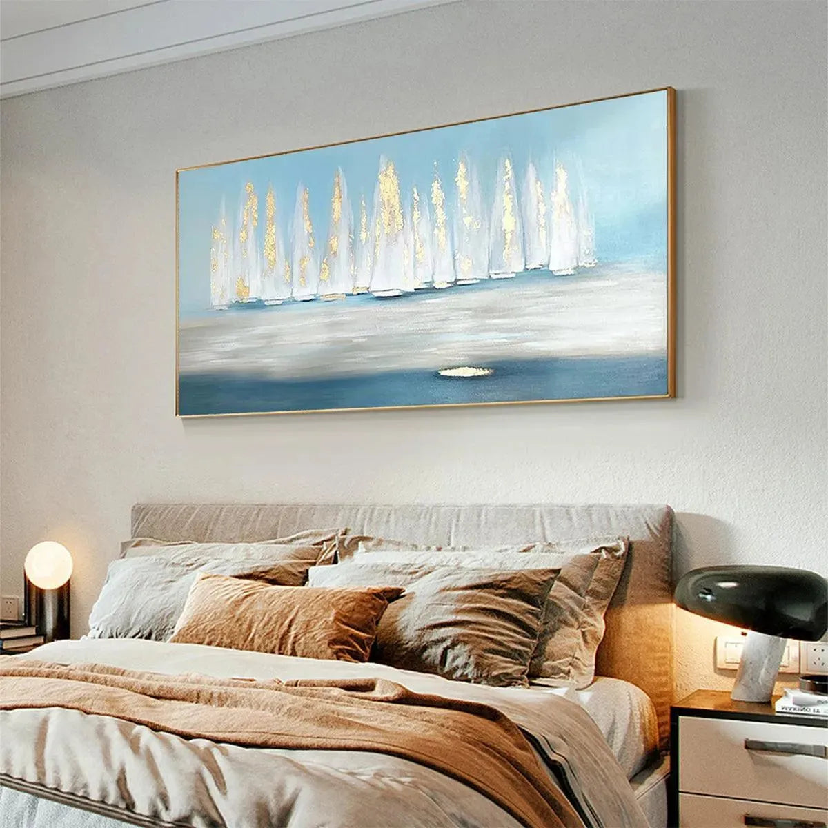 GOLDEN SAILS: Abstract Seascape Painting with Gold Accents - Image 7